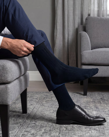 Kurze gerippte Socken aus schottischer Lisle-Baumwolle