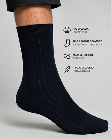 Kurze gerippte Socken aus schottischer Lisle-Baumwolle