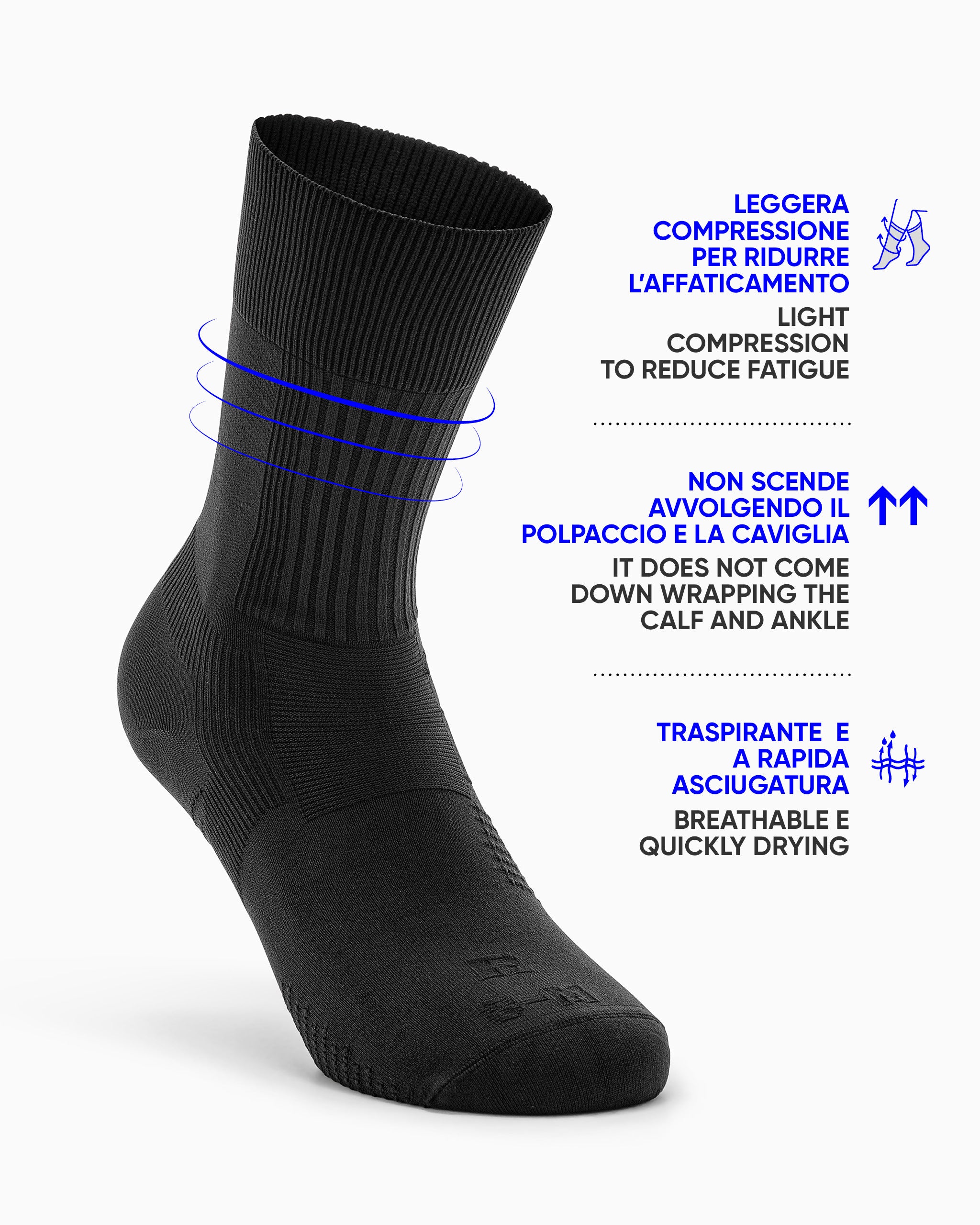Everyday socks with massaging sole, black Men's Socks – Pompea