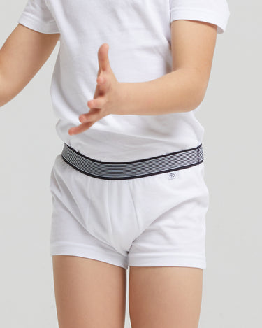 Boxer bimbo in cotone organico con elastico a righe