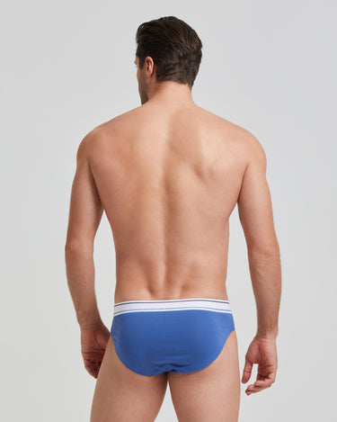 Slip homme en coton uni avec élastique rayé