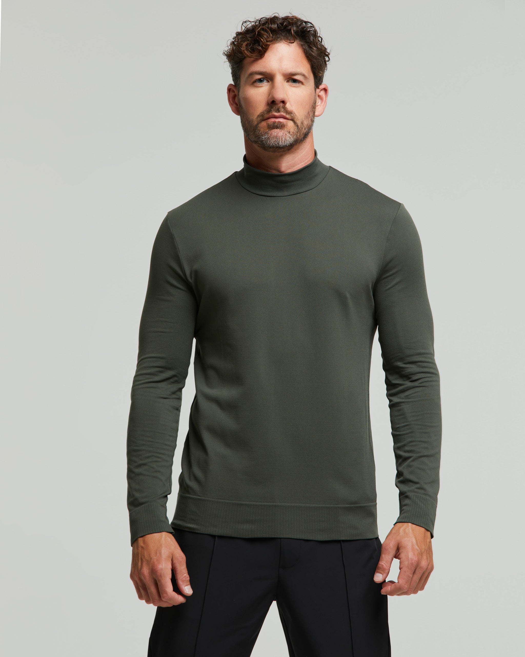 Maglia uomo maniche lunghe lupetto verde militare Pompea