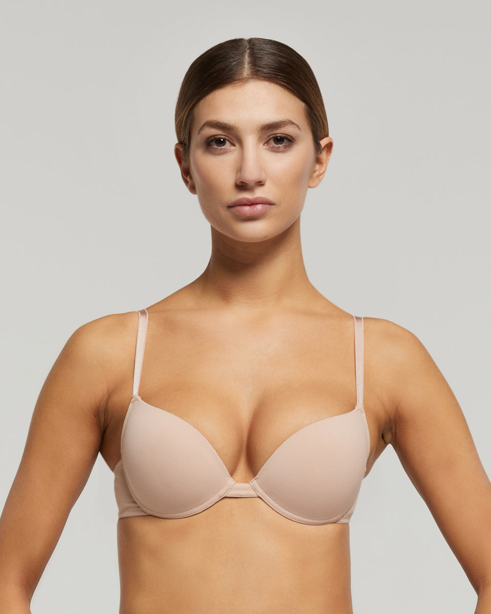 Aqua Shan Non Wired Push Up Deep V Bra in Soft Praline