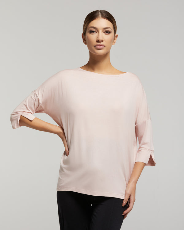 Sustainable viscose boat neck top oversized fit