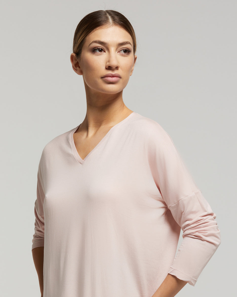 Maglia manica lunga in viscosa sostenibile cipria Abbigliamento donna