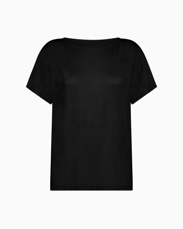 Maglia manica corta scollo barchetta in viscosa sostenibile vestibilità over