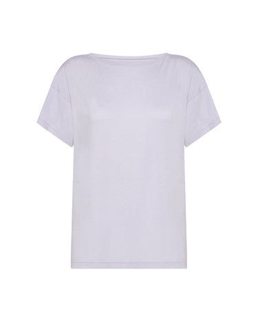 Maglia manica corta scollo barchetta in viscosa sostenibile vestibilità over