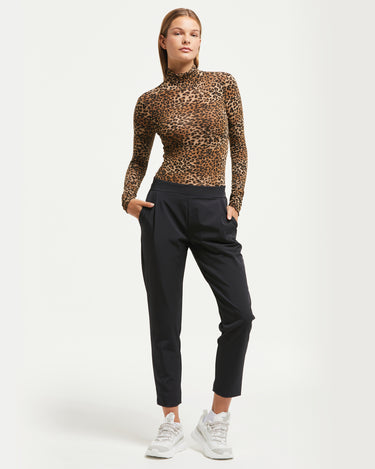 Maglia collo alto in modal cashmere stampa animalier