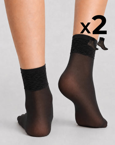 LADY SHEER SOCKS WITH LACE TOP x2