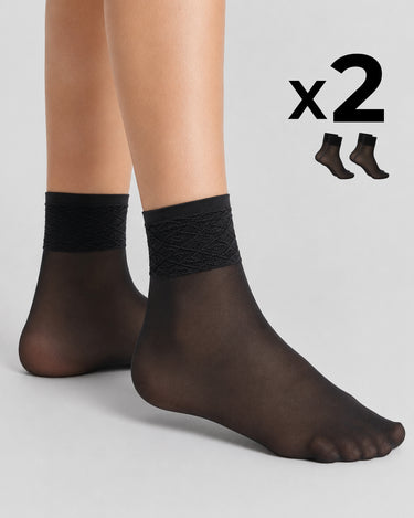 LADY SHEER SOCKS WITH LACE TOP x2