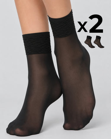 LADY SHEER SOCKS WITH LACE TOP x2