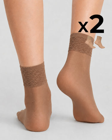 LADY SHEER SOCKS WITH LACE TOP x2