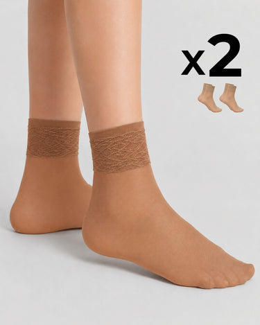 LADY SHEER SOCKS WITH LACE TOP x2