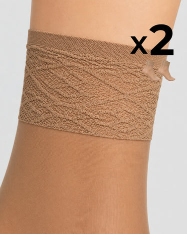LADY SHEER SOCKS WITH LACE TOP x2