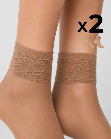 LADY SHEER SOCKS WITH LACE TOP x2