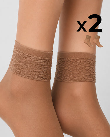 LADY SHEER SOCKS WITH LACE TOP x2