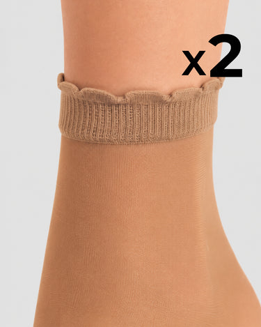 KURZE, DURCHSICHTIGE SOCKEN MIT SPITZENSOCKE x2