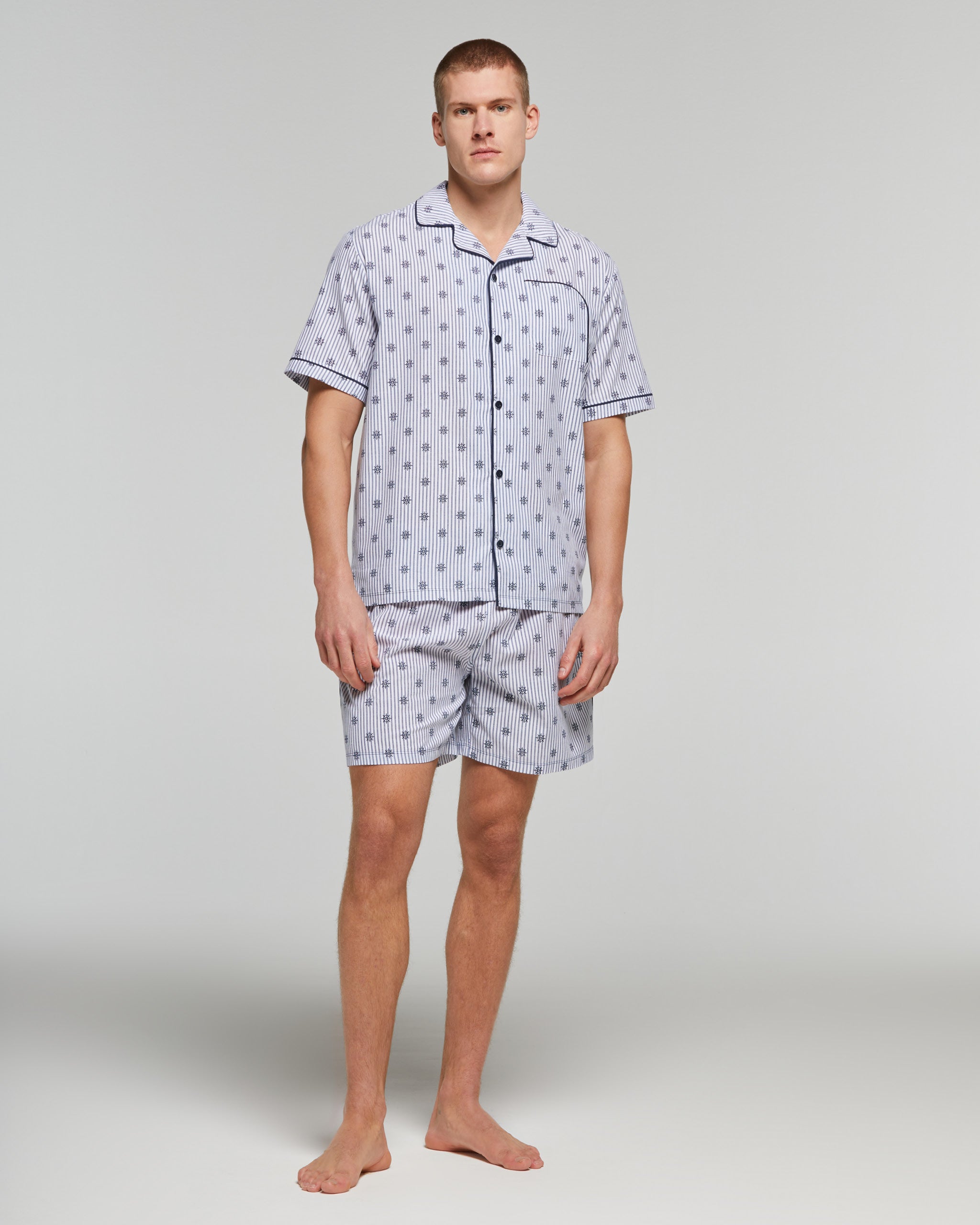 Pigiama Corto Uomo In Raso Di Cotone TC300 Outlet Minimal - Foto 9