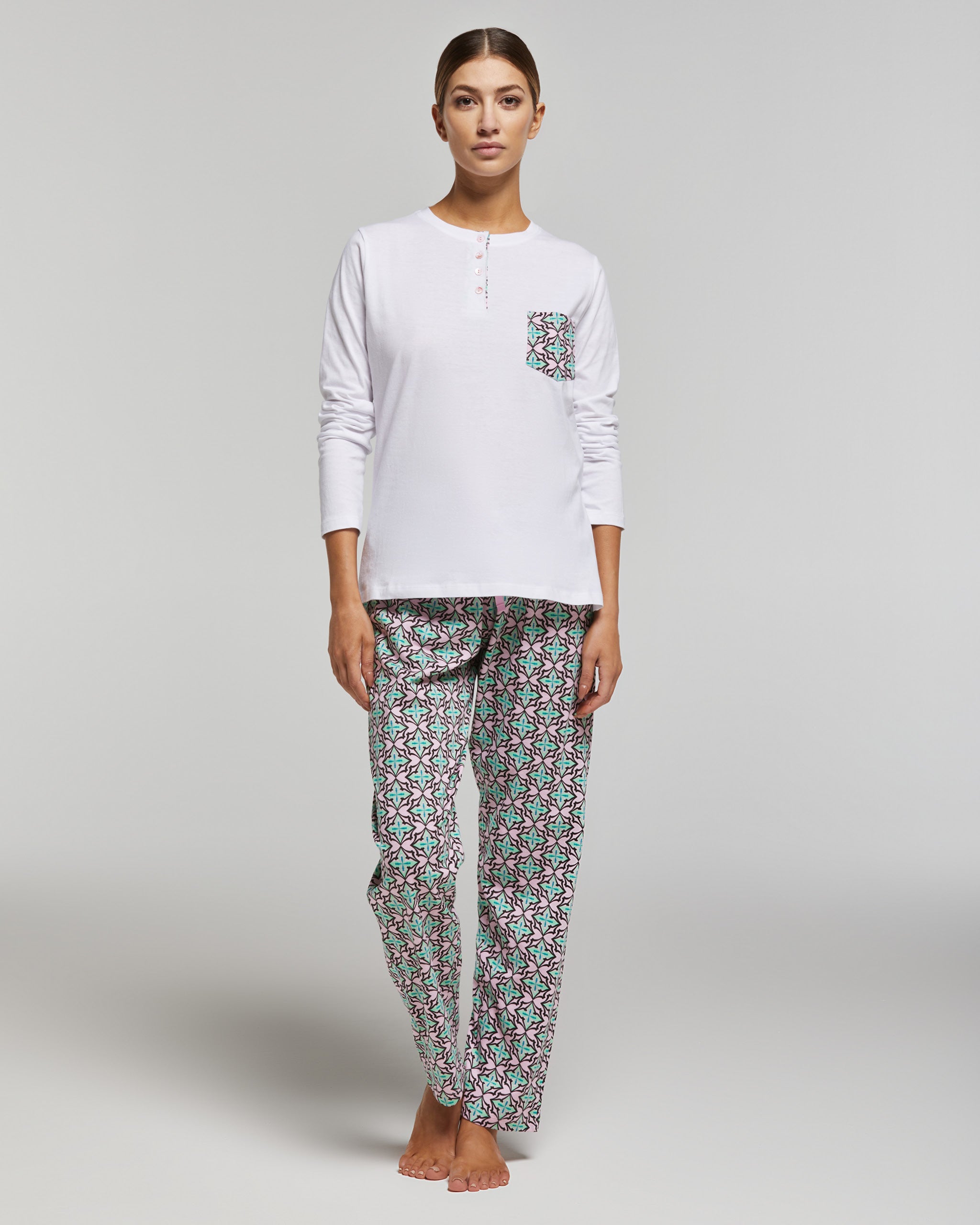 Flavia long cotton pajamas Pompea