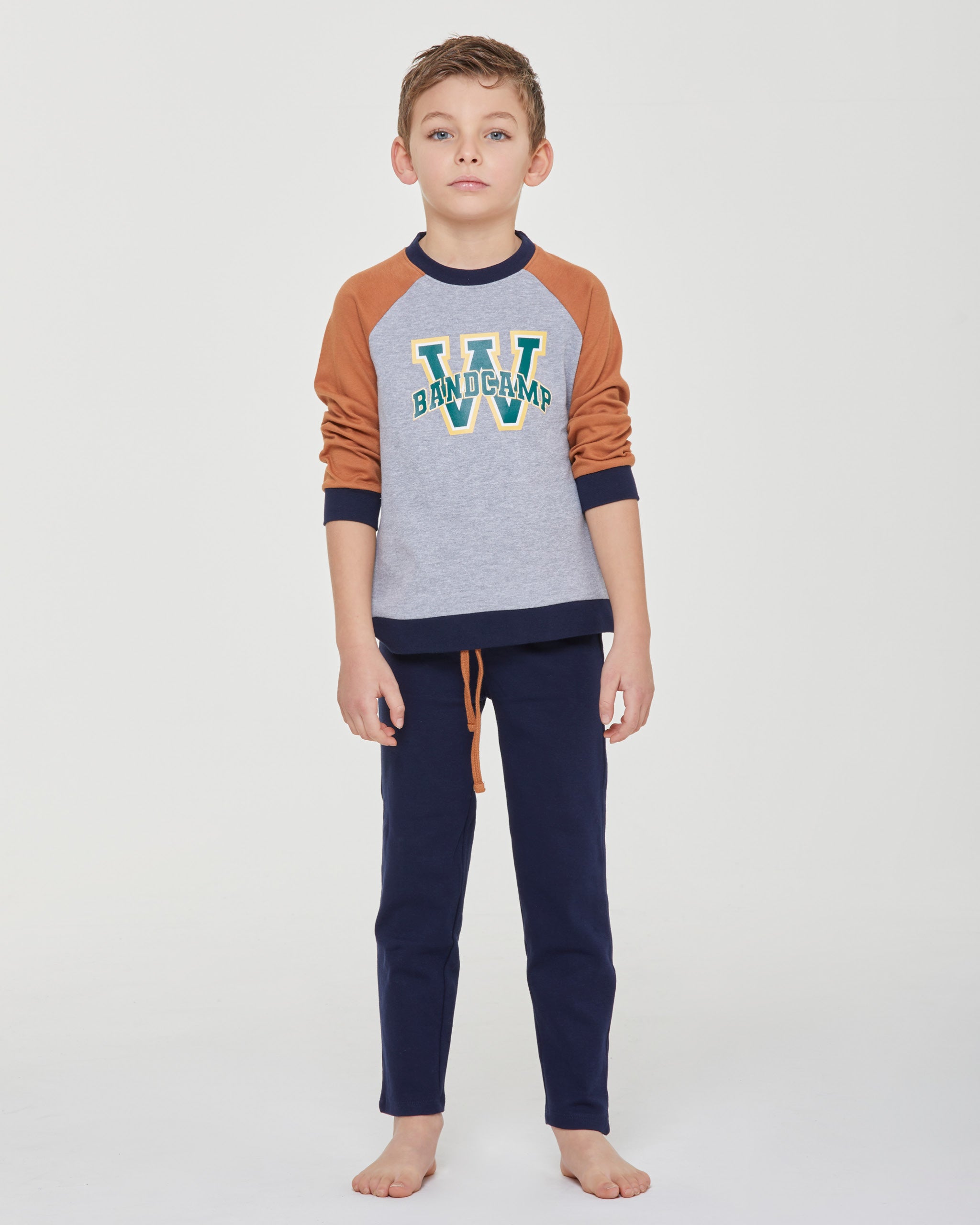 Pigiama Bambino Great Boy In Spugna, Maniche Lunghe Con Polsini, A Righe, 80% Cotone, Lavabile A 60°