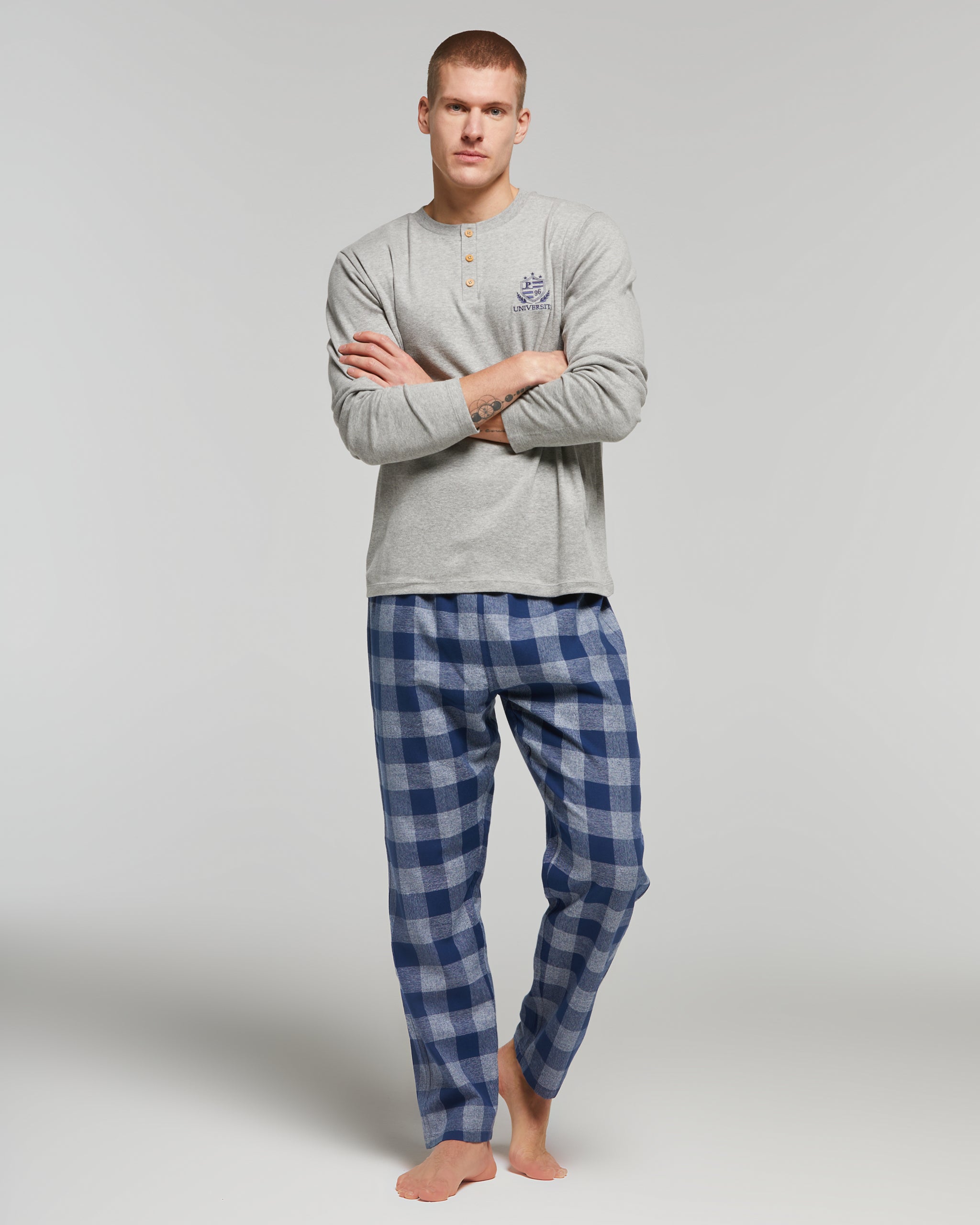 Pigiama Uomo A Fantasia Con Scacchi Interlock Irge IRI2400 - Foto 2