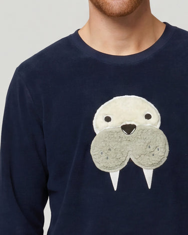 Langer Herren-Fleece-Schlafanzug mit Tiermotiven