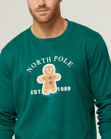 Langer Herren-Schlafanzug aus warmer Baumwolle und Flanell mit XMAS-Motiv