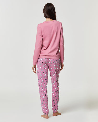 Pijama largo de algodón cálido para mujer – Pingüinos