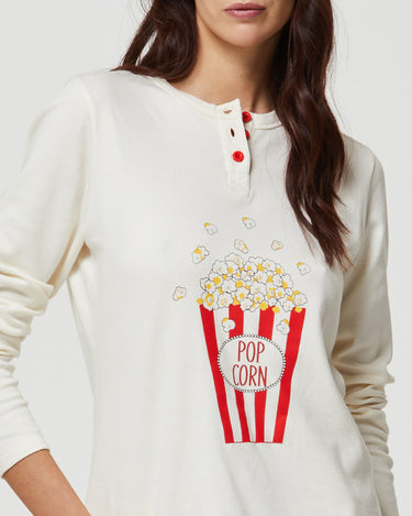 Pijama largo de algodón cálido para mujer Cinema