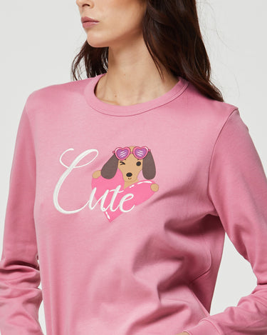 Pijama largo de algodón cálido para mujer Teckel