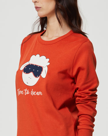 Pijama largo de algodón cálido para mujer Sheep