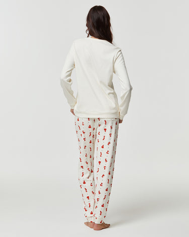 Pijama largo de algodón cálido para mujer Fox