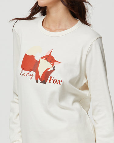 Pijama largo de algodón cálido para mujer Fox