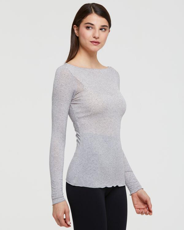 MODAL CASHMERE TOP WITH A BOAT NECK 