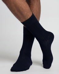 Kurze gerippte Socken aus schottischer Lisle-Baumwolle