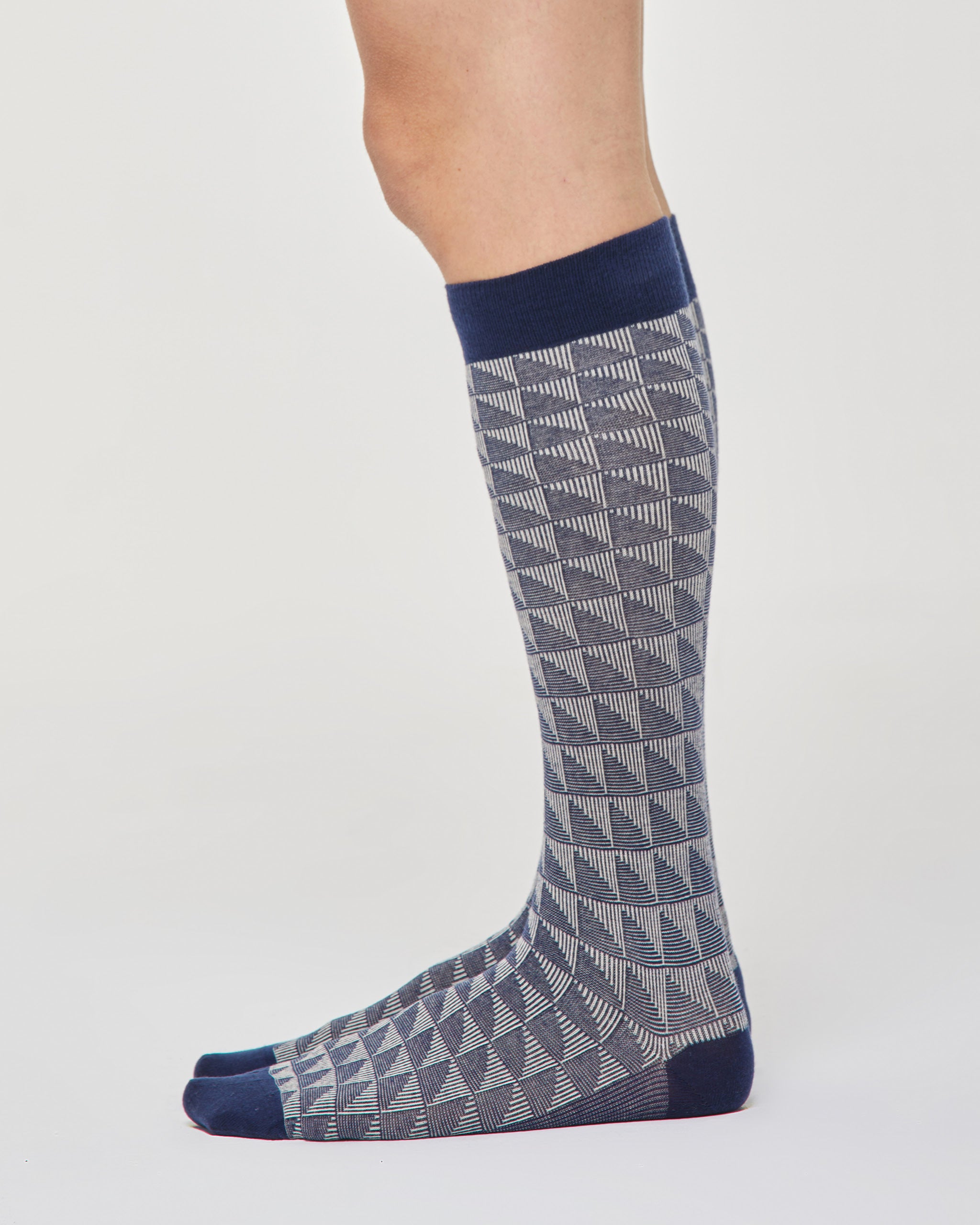 Furio cotton long sock with geometric pattern