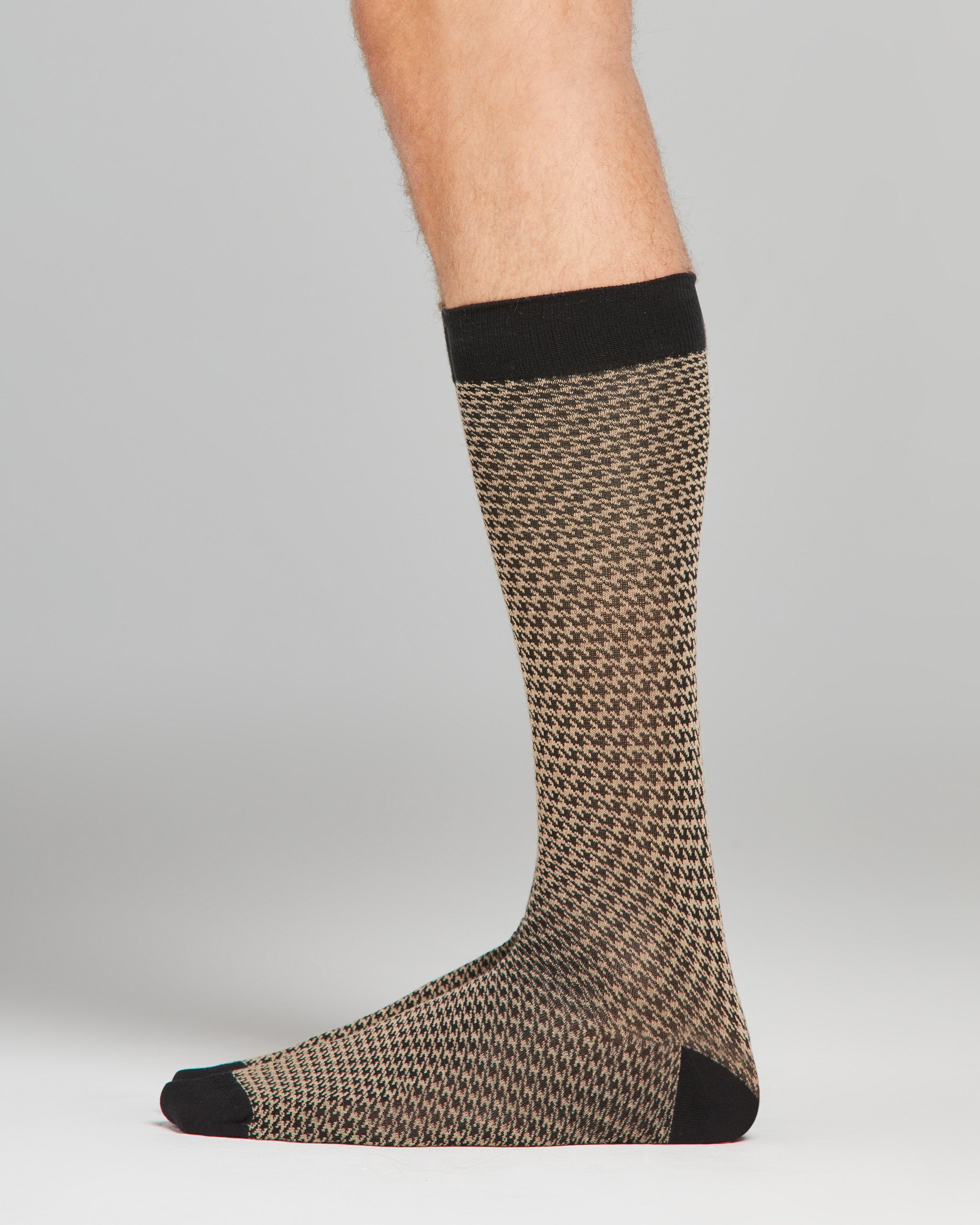 Brando long cotton sock with houndstooth pattern