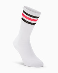 Calza tennis Crew cotone con righe fluo