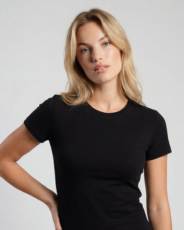 Camiseta mujer cuello redondo sin estrés algodón modal