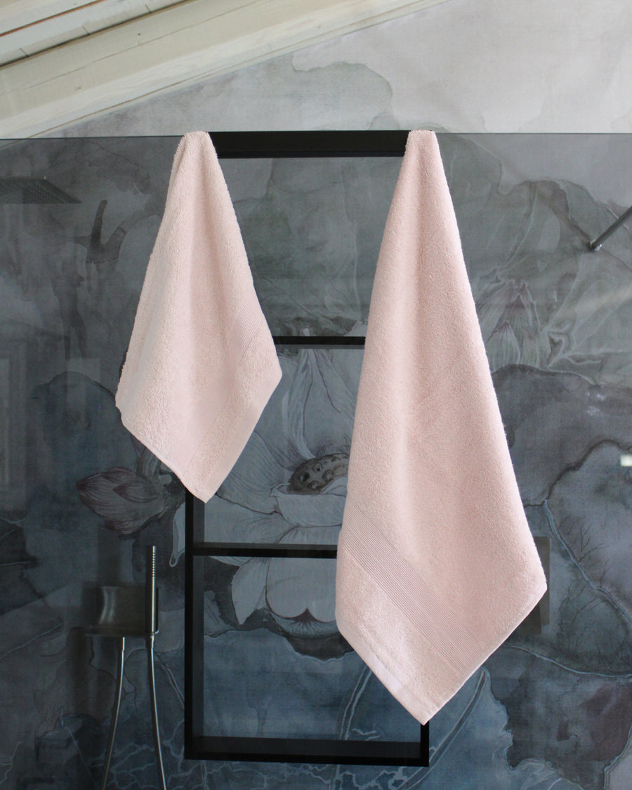 Set asciugamani Pompea viso + ospite spugna cotone rosa