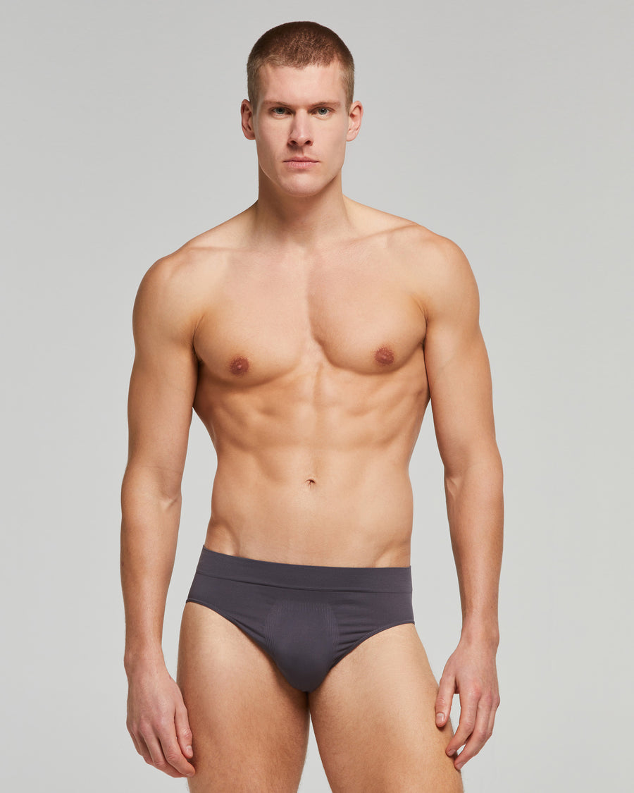 Briefs in Lycra, comfortable fit, Seamless, grey, Men's Underwear