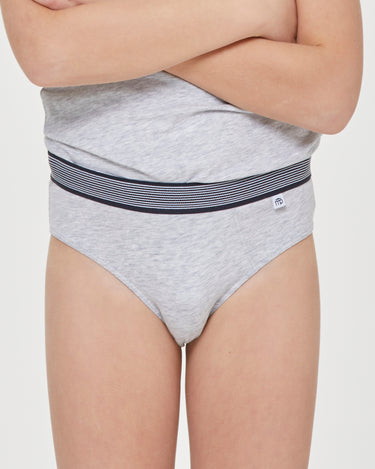 Slip garçon en coton bio avec élastique rayé