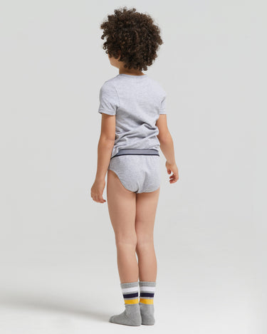 Slip garçon en coton bio avec élastique rayé