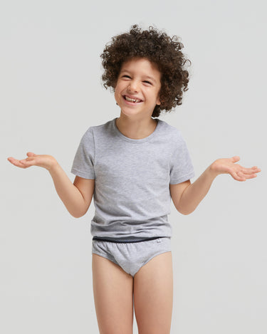 Slip garçon en coton bio avec élastique rayé