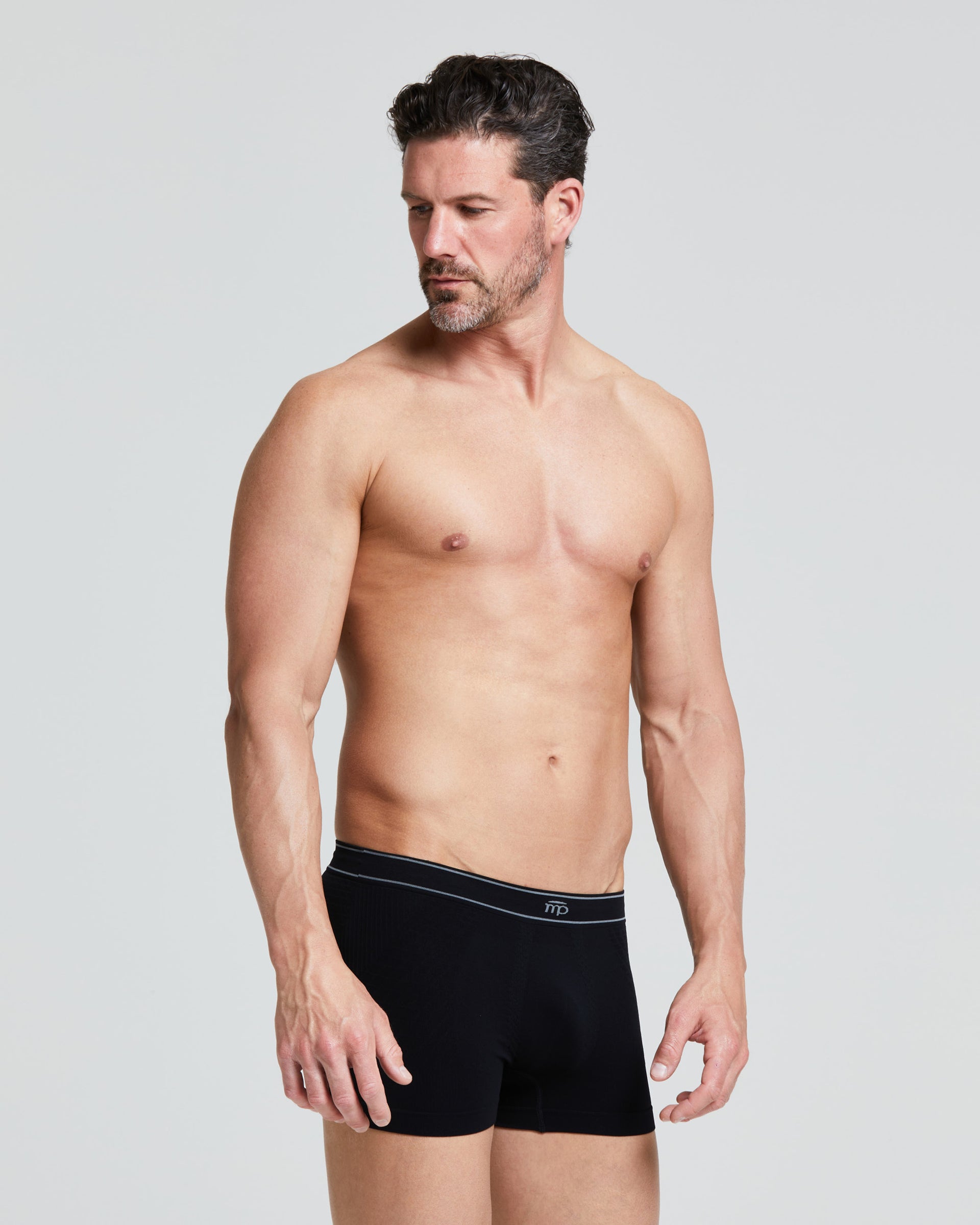 Black seamless cotton men's boxer shorts – Pompea - Main Image