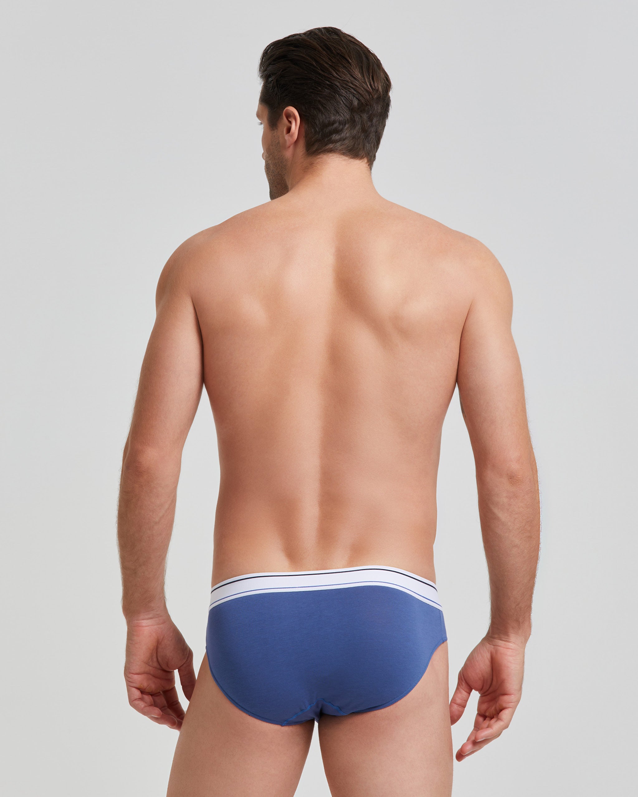 Slip homme en coton uni avec élastique rayé