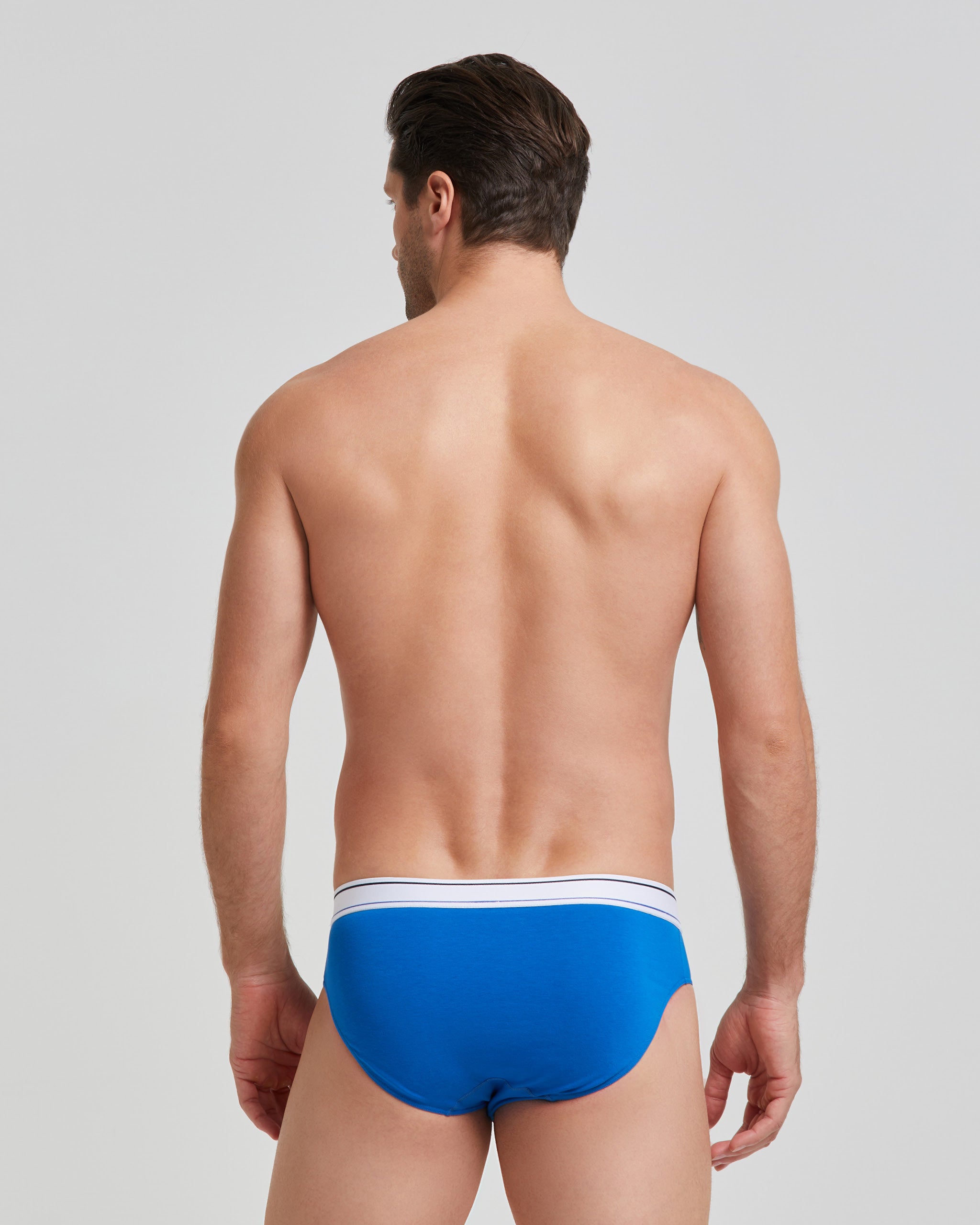 Slip homme en coton uni avec élastique rayé
