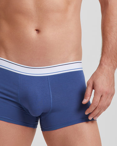 Boxer en coton uni avec élastique rayé