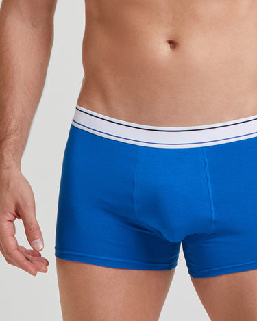 Boxer en coton uni avec élastique rayé