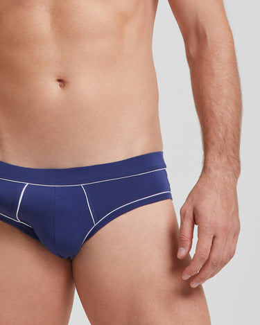 Slip uomo cotone tinta unita con dettagli a contrasto